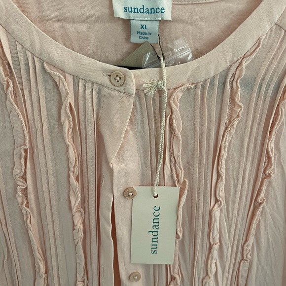 NWT SUNDANCE Pink Vineyard Ruffle Long Sleeve Button-Up Shirt, Size XL - Picture 3 of 3